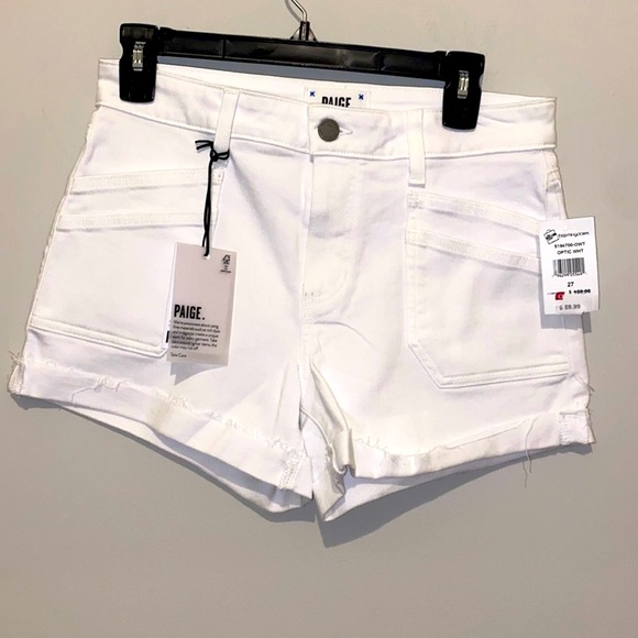 🌺NWT PAIGE Jimmy Utility Optic White Shorts Size 28 Retail $159 - Picture 1 of 9